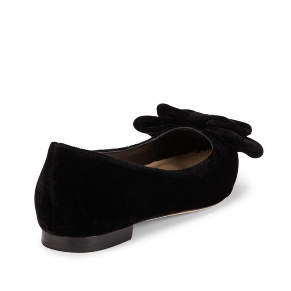 Saks Fifth Avenue Black Velvet Bow Flats size 6.5 - Picture 2 of 6